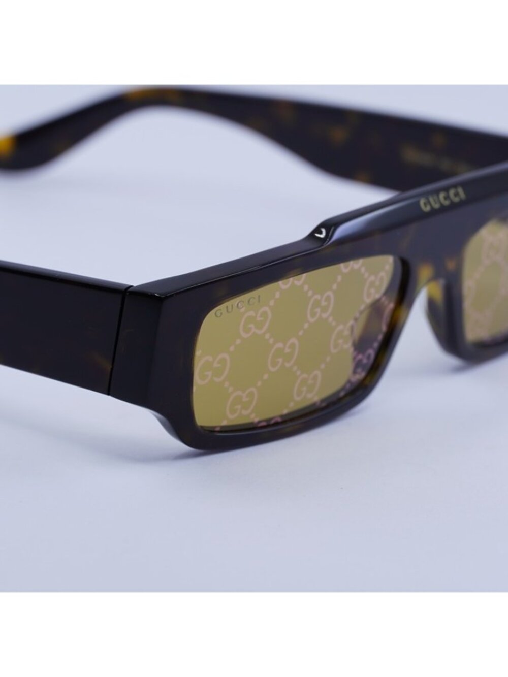 Gucci GG1592S 002 Sunglasses Havana Rectangle Frame, Yellow with Pattern Lenses - Picture 10 of 11